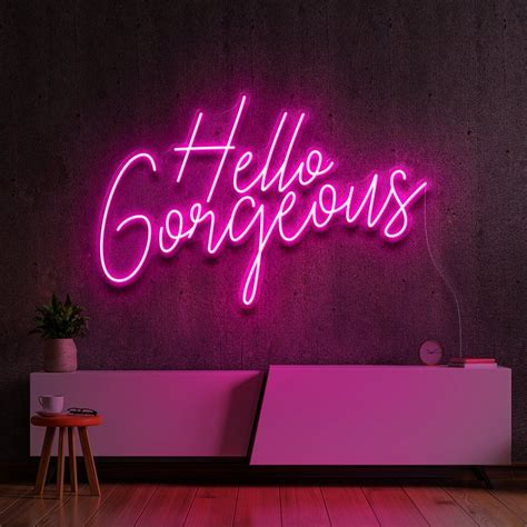 Hello Gorgeous V2 Neon Sign 60cm 2ft Pink LED Neon By Neon