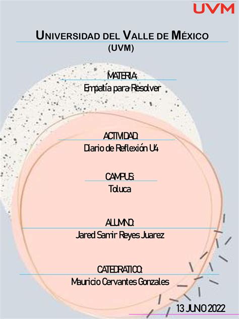 Diario De Reflexiones Unidad Universidad Del Valle De M Uvm