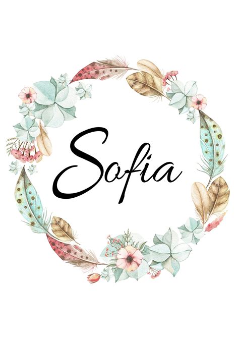 Oh So Gorgeous Personalized Name Sofia Boho Watercolor Botanical