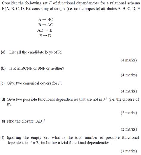 Solved Consider The Following Set F Of Functional Chegg