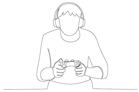 Premium Vector | A man playing a game focuses on staring at a computer screen online gaming ...