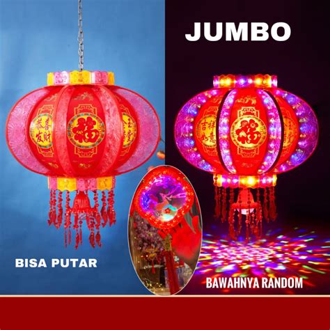 Jual Lampion Lampu Imlek Besar Listrik Led Bisa Putar Derajat Red