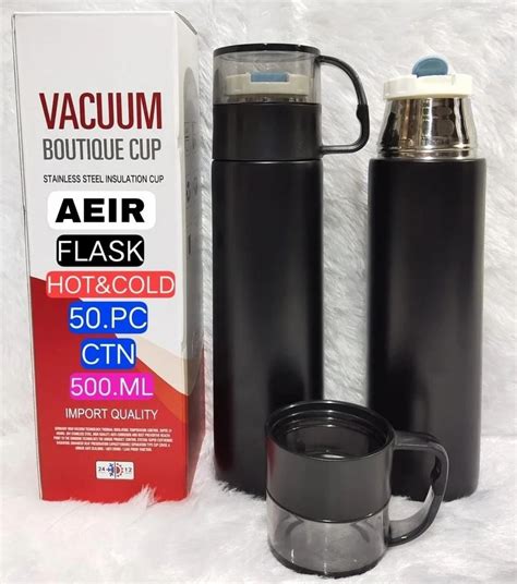 500 ML BLACK MATTE CUP STAINLESS STEEL VACUUM HOT AND COLD INSULATED BOTTLE At Rs 215