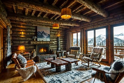 Ski Chalet-style Coworking Space Interior With Lounge Chairs And ...