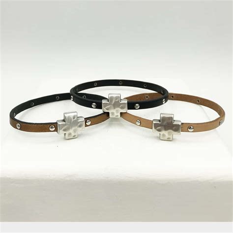 Cross Leather Bracelet - Montana Leather Designs