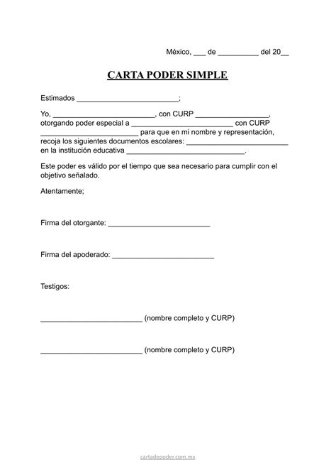 Carta Poder Simple Para Recoger Documentos Escolares