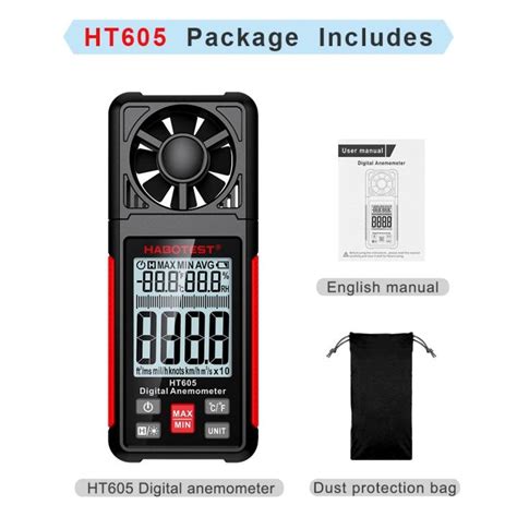 Habotest Ht Wind Speed Gauge Meter Temperature Humidity Meter