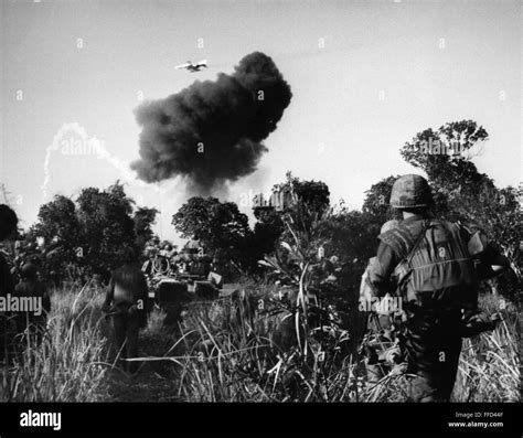 VIETNAM WAR: NAPALM, 1966. /nA Marine Phantom aircraft drops napalm on ...