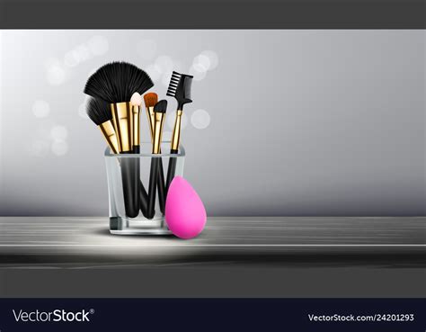 Makeup brush banner cosmetic background Royalty Free Vector