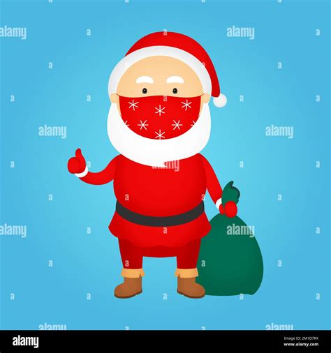 Santa Claus In Face Mask Show Thumb Up Cartoon Vector Illustration Stock Vector Image And Art