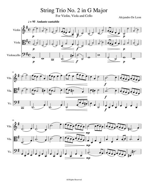 String Trio No 2 In G Major Sheet Music For Violin Viola Cello String Trio