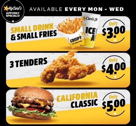 DEAL Carl S Jr App Deals On Mondays To Wednesdays Until 30 September