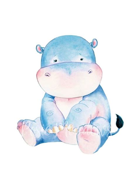 Hippopotamus Hippo Baby Hippo Watercolor Hippo Nursery | Etsy | Baby ...