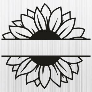 Sunflower Split Monogram Svg Sunflower Line Black Png