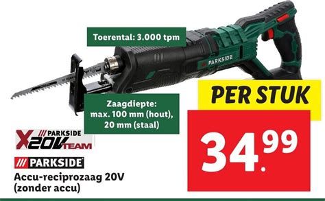 Parkside Accu Reciprozaag 20V Zonder Accu Aanbieding Bij Lidl