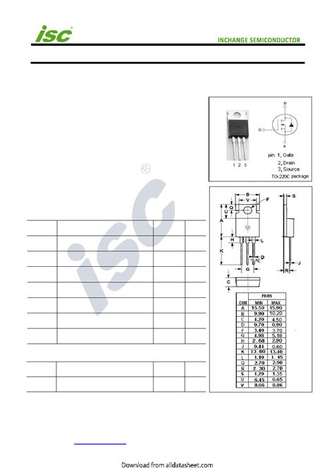 N Datasheet Pages Isc Isc N Channel Mosfet Transistor