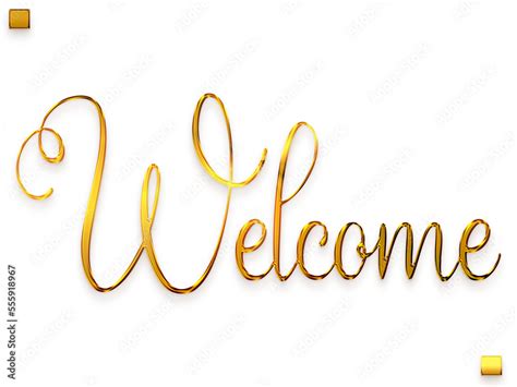 Welcome Text Gold Cursive Calligraphy Text Stock Illustration | Adobe Stock