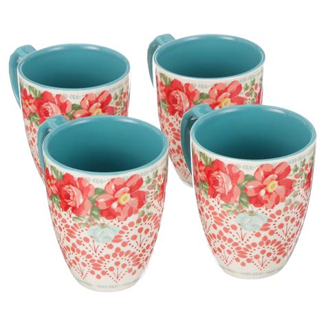 The Pioneer Woman Vintage Floral 4 Piece 26 Ounce Latte Mug Set