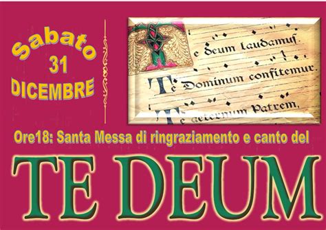 31 DICEMBRE SANTA MESSA SOLENNE E CANTO DEL TE DEUM SAN NICOLÒ