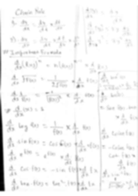 Solution Differentiation Formula Sheets Studypool