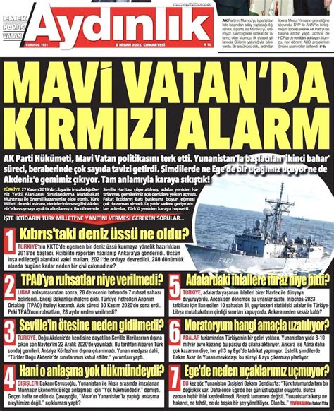 Aydınlık on Twitter MAVİ VATAN DA KIRMIZI ALARM 1 Kıbrıs taki