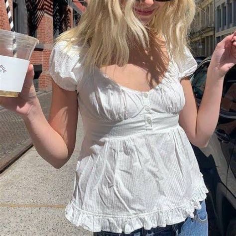 Brandy Melville Ins Blair White Babydoll Top On Carousell