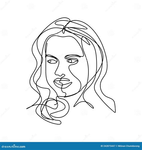 Abstract Woman Face One Line Drawing Portret Minimalistic Style Stock Vector Illustration Of