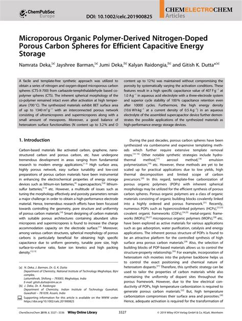 Microporous Organic Polymer Derived NitrogenDoped Porous Carbon