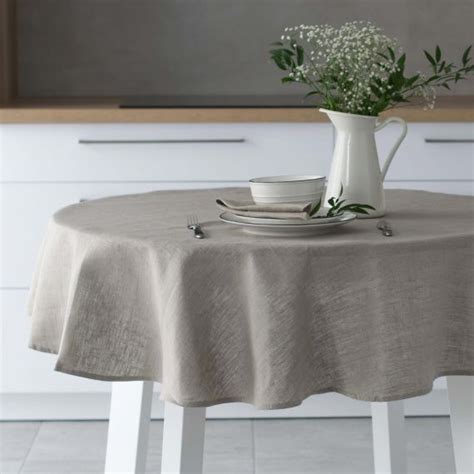 Leinentischdecke Rund Natur Beige Varvara Home