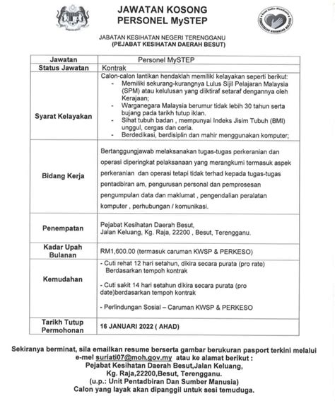 Jawatan Kosong Di Jabatan Kesihatan Negeri JKN JOBCARI JAWATAN