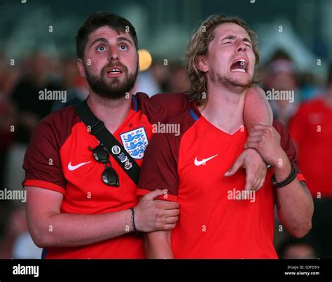 England fans react in the fan zone during the England vs Russia, France ...