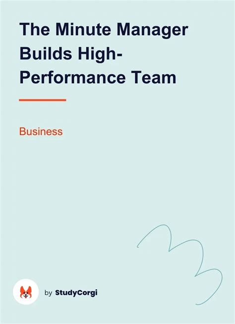 The Minute Manager Builds High Performance Team Free Essay Example