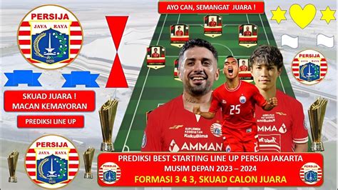 SKUAD JUARA PERSIJA PREDIKSI BEST STARTING LINE UP PERSIJA LIGA 1