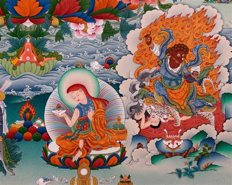 Guru Padmasambhava Manifestation Thangka Tibetan Thangka Canvas Prin