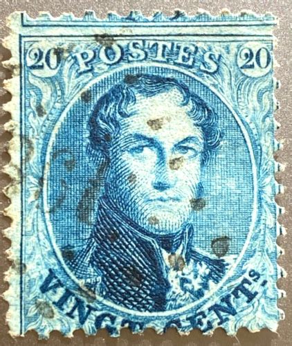 C Belgium Belgique Postes Leopold C Vingt Cent Blue Antique