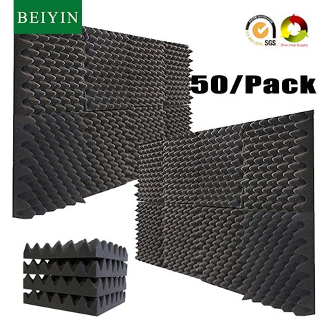 BEIYIN 50Pcs Egg Crate Acoustic Soundproof Foam Panels Sound Absorption