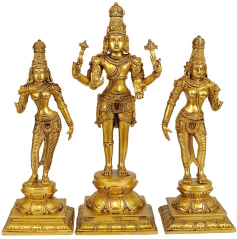 16 Bhagawan Hari Hara With Lakshmi Ji And Parvati Ji Handmade Brass