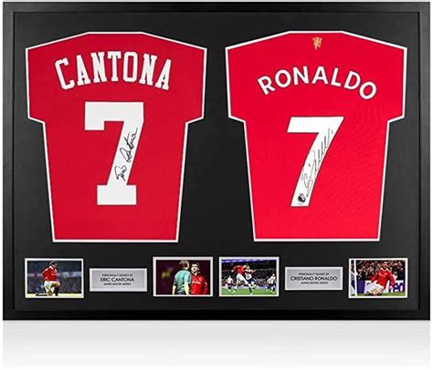 Eric Cantona Cristiano Ronaldo Signed Shirts Stunningly Presented In