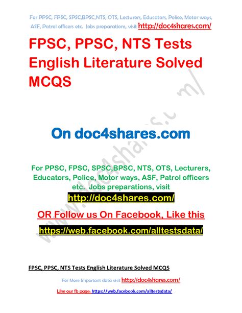 Solution Fpsc Ppsc Nts Tests English Literature Solved Mcqs Studypool