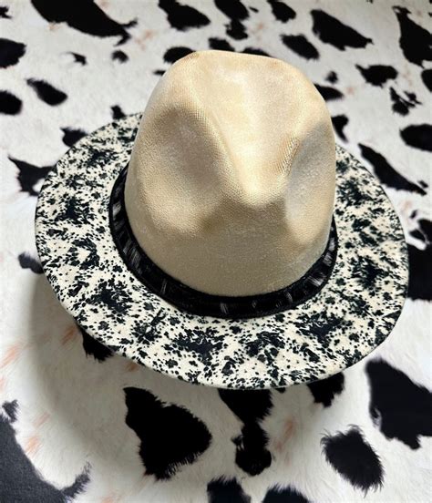 Cow Print Fedora Hat Western Hat Etsy