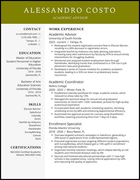 Academic Advisor Resume Examples That Worked In