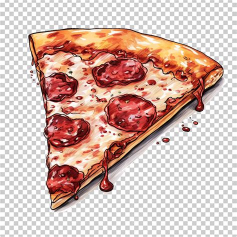 Premium Psd Hand Drawn Slice Of Pizza