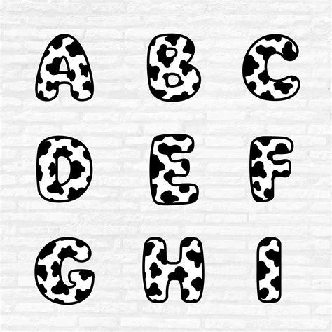 Cow Font Svg Cow Print Alphabet Svg Numbers Svg Cow Letters Etsy