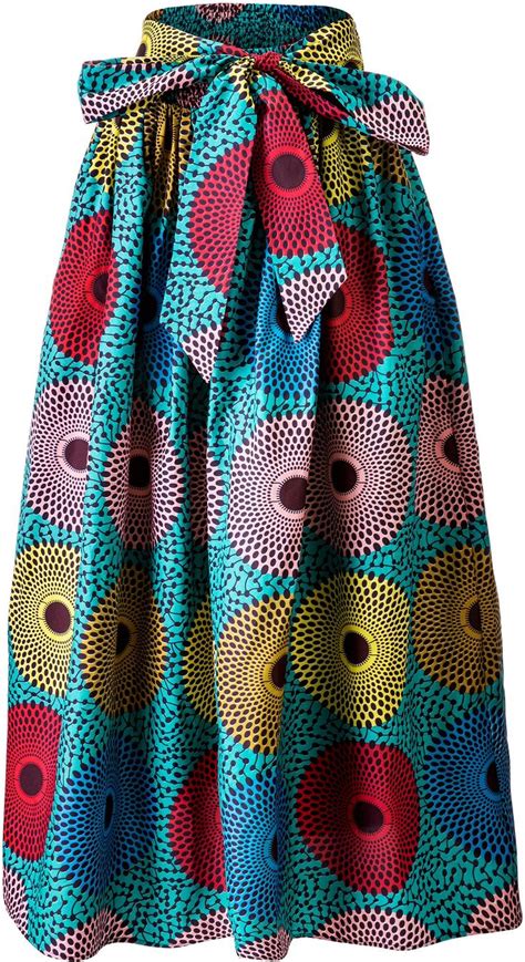 Shenbolen Women African Print Skirt Ankara Maxi Skirt