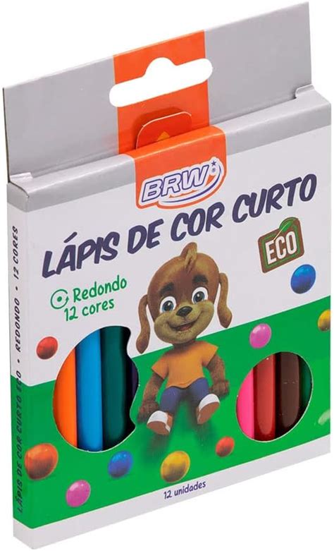 Lápis de Cor Curto 12 Cores Resina Plástica Reciclada Redondo BRW