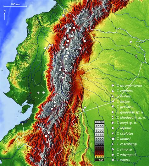 Topographic Map Of Ecuador Showing The Distribution Of The Known