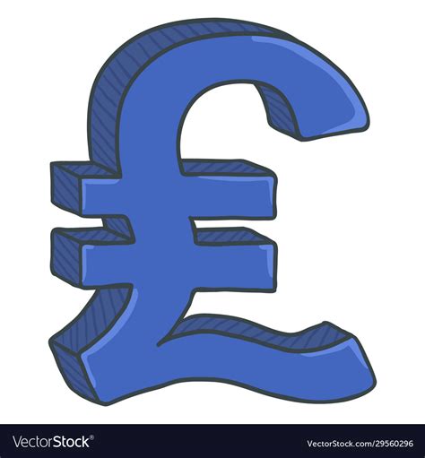 Cartoon Blue Currency Sign Britain Pound Symbol Vector Image