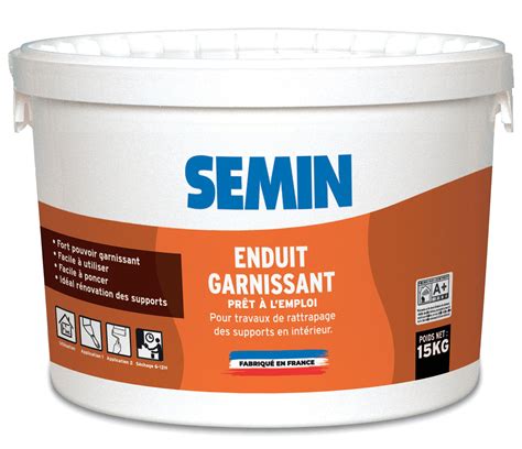 Enduit de rénovation et garnissant en pâte A11305 SEMIN blanc 15 kg