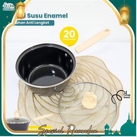 Jual Sinda Panci Susu Marble Gagang Kayu Anti Lengket Panci Mie