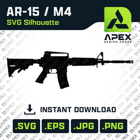 AR-15 M4 Carbine SVG Silhouette Gun Cricut Files Rifle Gun AR Sticker ...